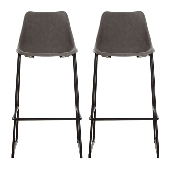 Read more about Kekoun ash faux leather bar chairs with black legs in a pair