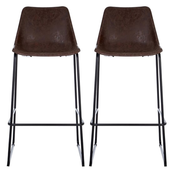 Kekoun Mocha Faux Leather Bar Chairs With Black Legs In A Pair_1