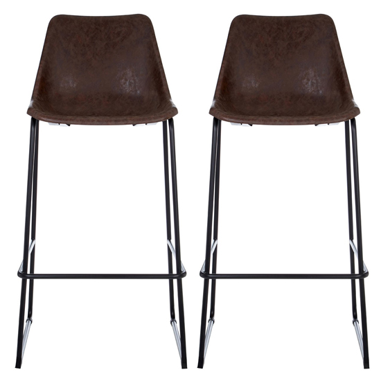 Read more about Kekoun mocha faux leather bar chairs with black legs in a pair