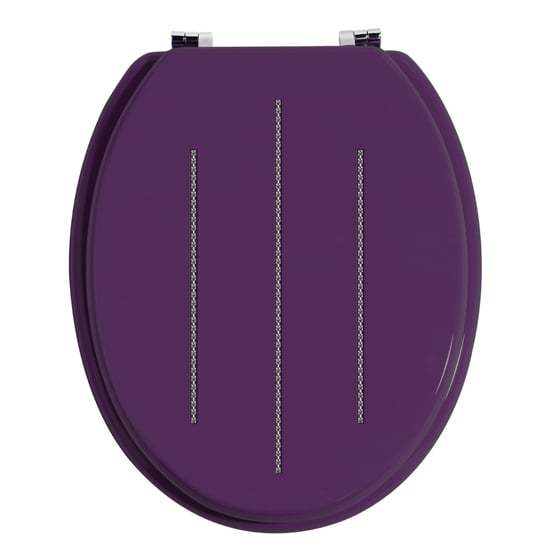 Product photograph of Kelant Wooden Diamante Toilet Seat In Purple from Furniture in Fashion