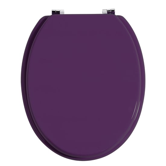 Read more about Kelant wooden toilet seat in purple with zinc alloy fittings