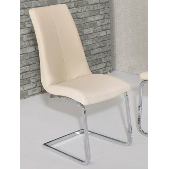 Orly Cream Faux Leather Dining Chairs In Pair Furniture in Fashion