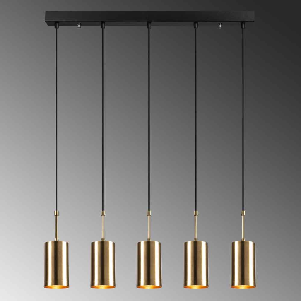 Kellan 5 Light Ellipse Metal Ceiling Pendant Light in Gold and Black