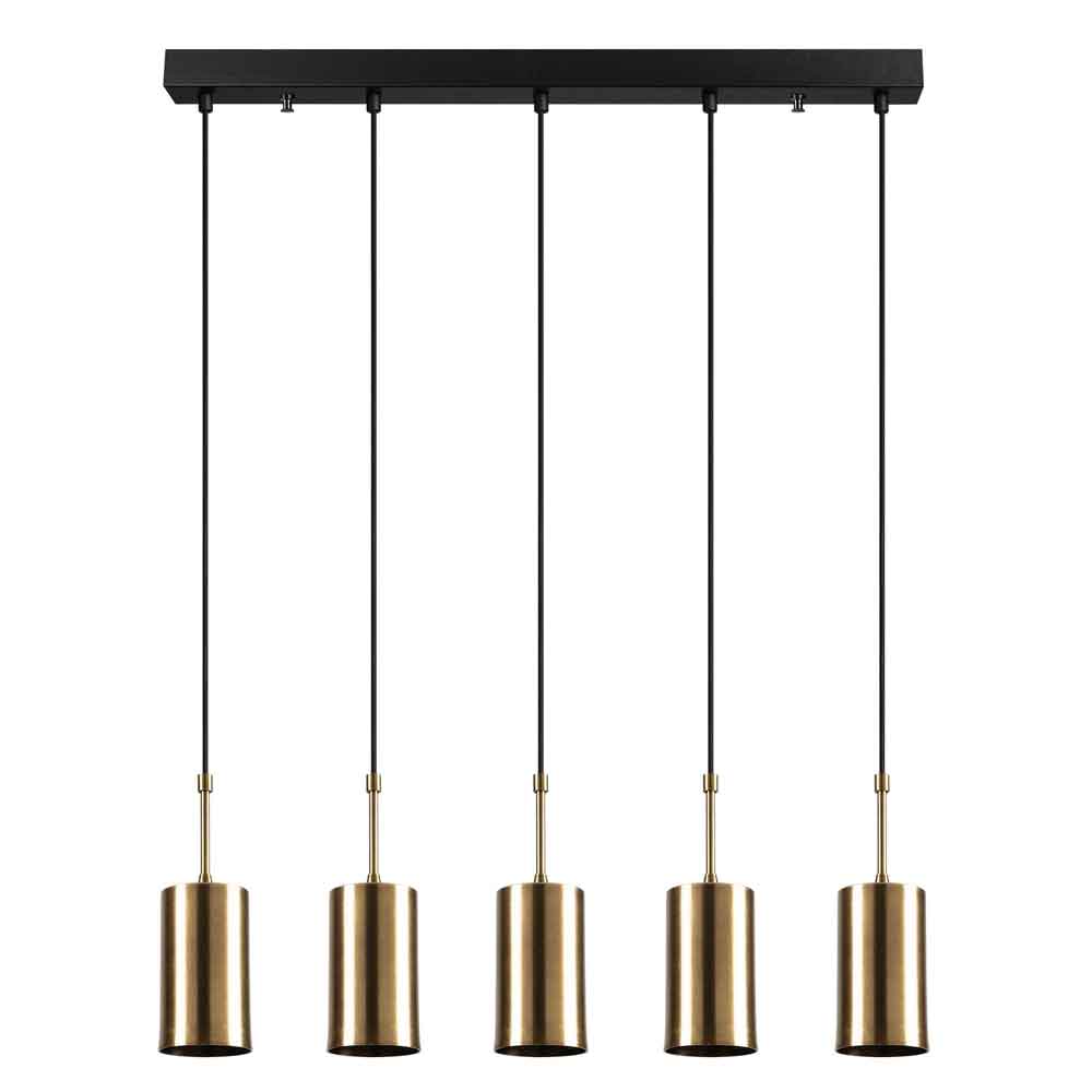 Kellan 5 Light Ellipse Metal Ceiling Pendant Light in Gold and Black