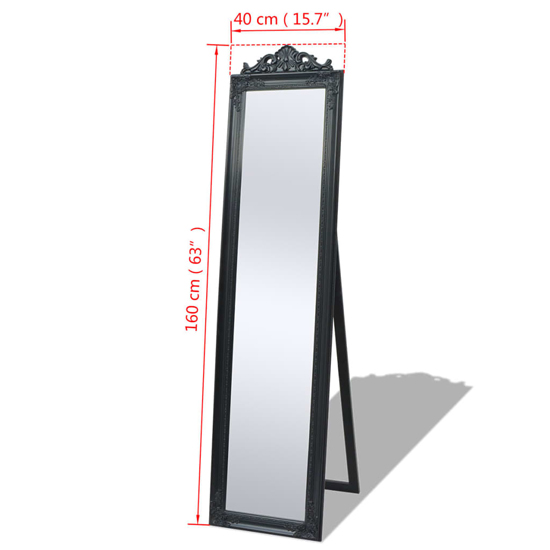 Kellan Free-Standing Baroque Style Mirror In Black