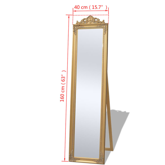 Kellan Free-Standing Baroque Style Mirror In Gold