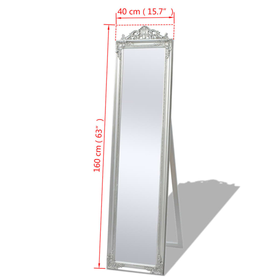 Kellan Free-Standing Baroque Style Mirror In Silver