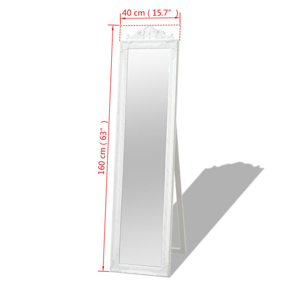Kellan Free-Standing Baroque Style Mirror In White