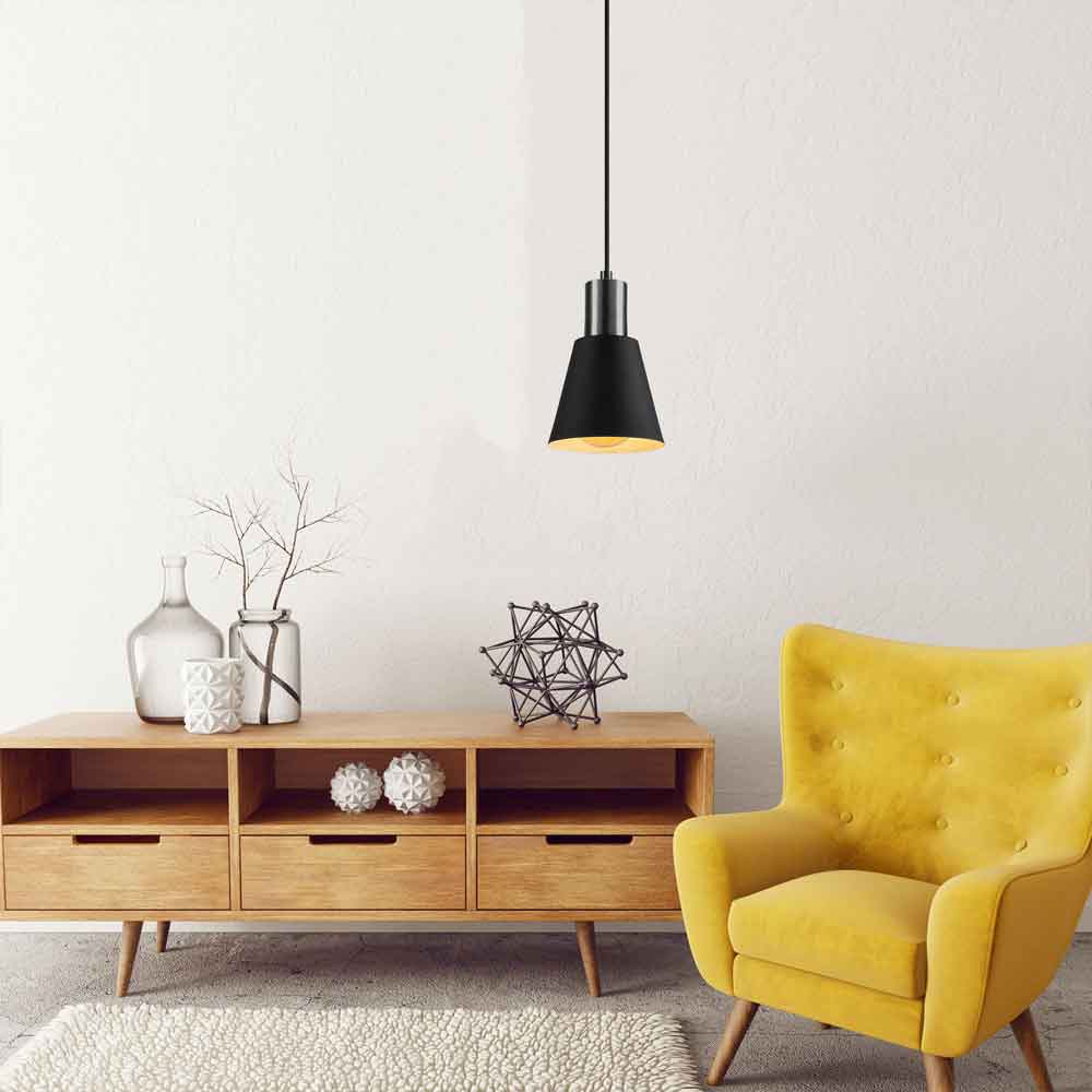 Kellan Metal Ceiling Pendant Light in Black and Nickel