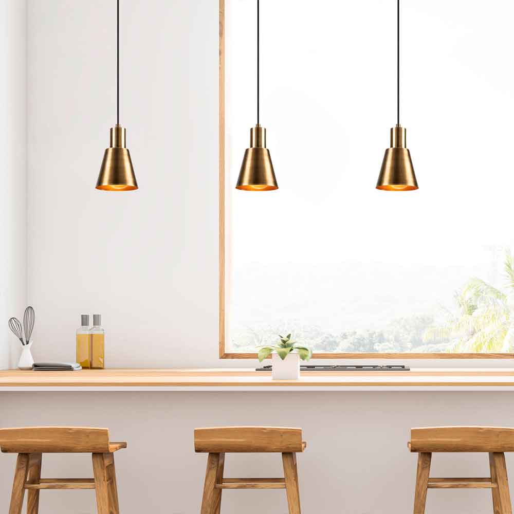 Kellan Spherical Metal Ceiling Pendant Light in Gold and Black