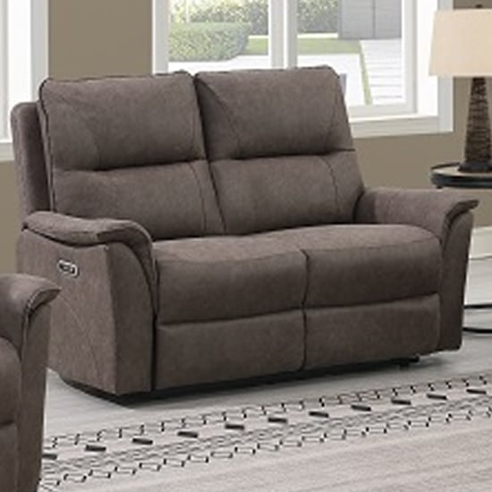 View Keller clean fabric electric recliner 2 seater sofa in truffle