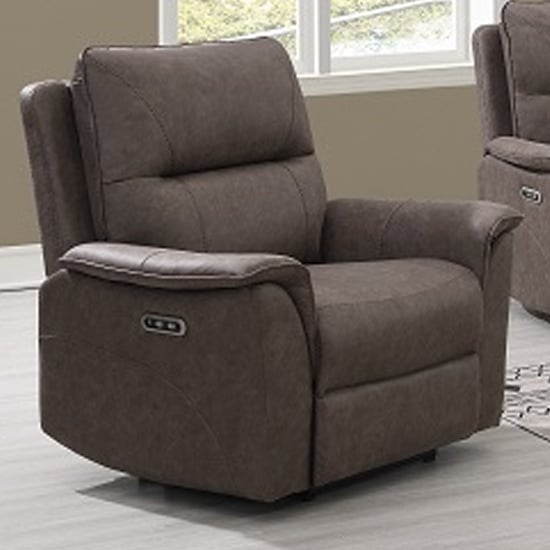 Photo of Keller clean fabric electric recliner chair in truffle