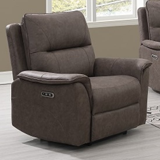 Keller Clean Fabric Electric Recliner Chair In Truffle