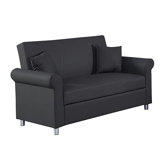 Product photograph of Keller Faux Leather 2 Seater Sofa Bed In Black from Furniture in Fashion