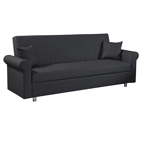 Product photograph of Keller Faux Leather 3 Seater Sofa Bed In Black from Furniture in Fashion