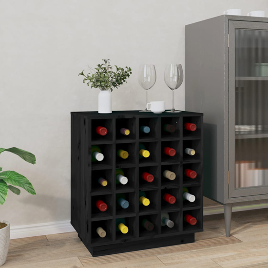 Photo of Keller solid pine wood wine cabinet in black