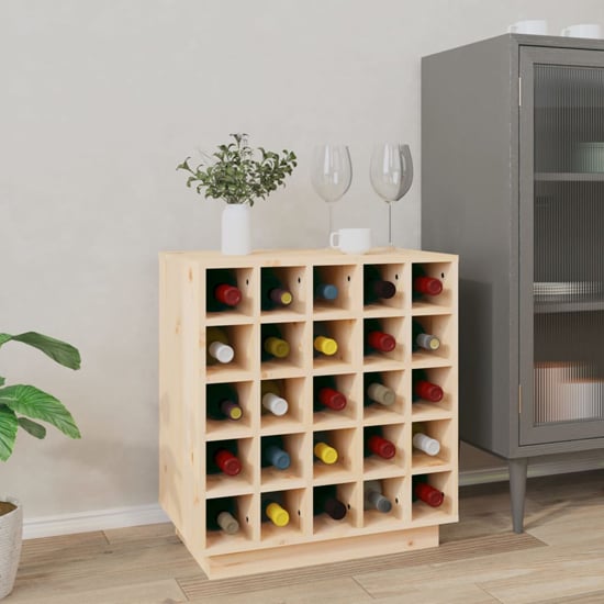 Photo of Keller solid pine wood wine cabinet in natural
