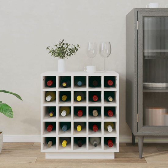 Keller Solid Pine Wood Wine Cabinet In White