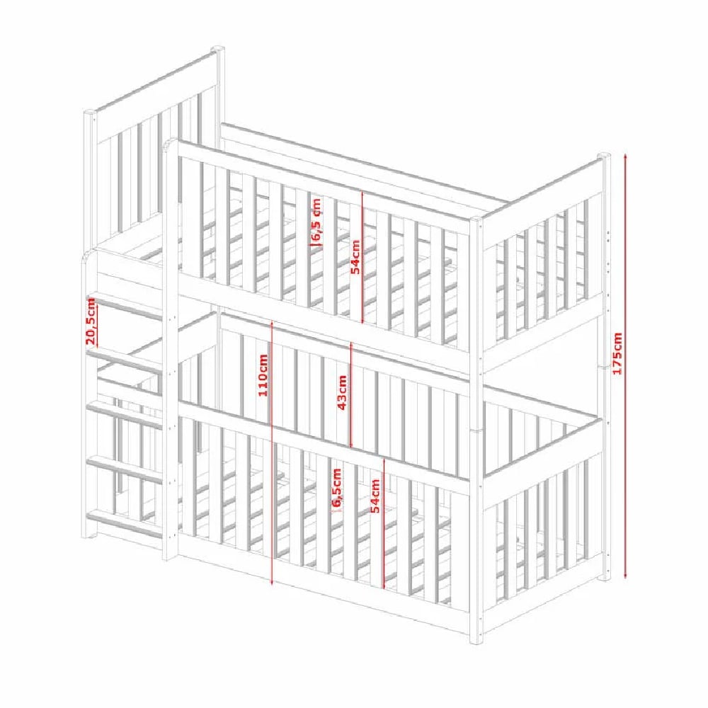 Keller Wooden Bunk Bed With Foam Mattress In Graphite