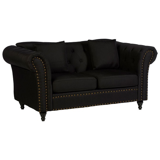 Photo of Kelly upholstered fabric 2 seater sofa in black