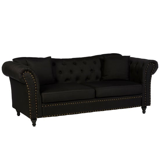 Kelly Upholstered Fabric 3 Seater Sofa In Black_1