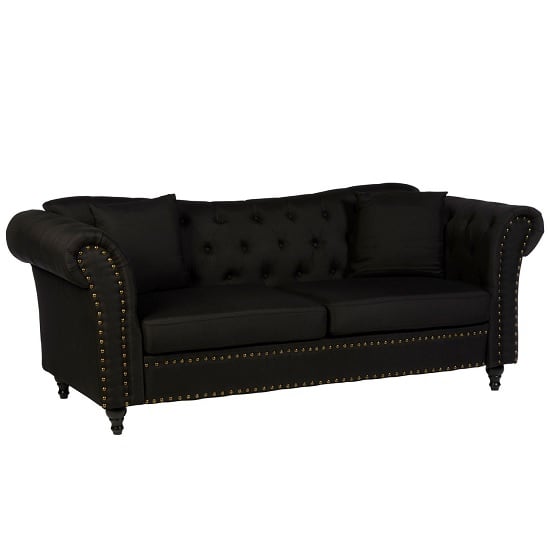 Product photograph of Kelly Upholstered Fabric 3 Seater Sofa In Black from Furniture in Fashion