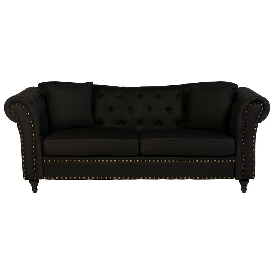 Kelly Upholstered Fabric 3 Seater Sofa In Black Furniture in Fashion