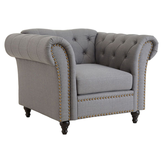 Photo of Kelly upholstered fabric armchair in grey