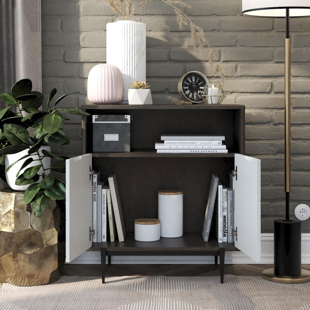 Kelmira Wooden Storage Cabinet in Grey and Oak