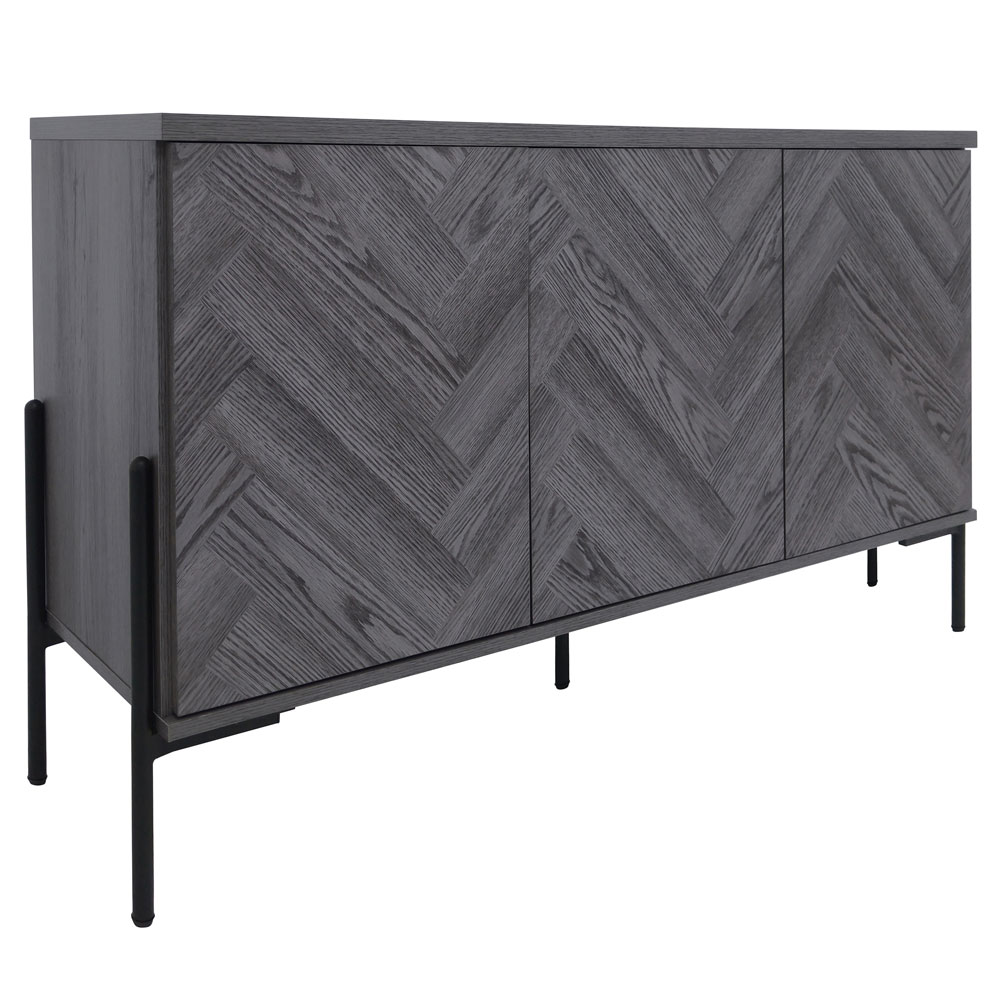 Kelmor Wooden Sideboard with 3 Doors in Grey Oak
