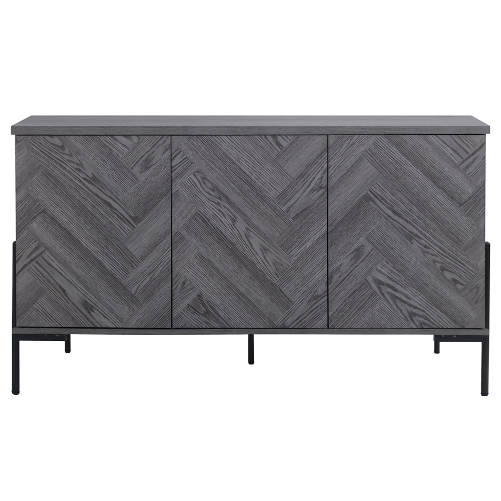 Kelmor Wooden Sideboard with 3 Doors in Grey Oak