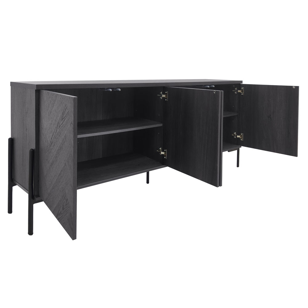Kelmor Wooden Sideboard with 4 Doors in Grey Oak