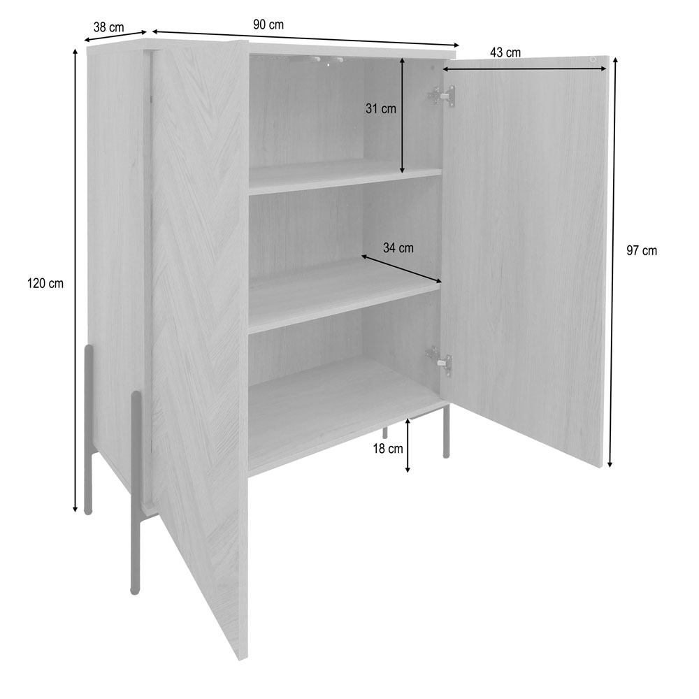Kelmor Wooden Storage Cabinet with 2 Doors in Grey Oak