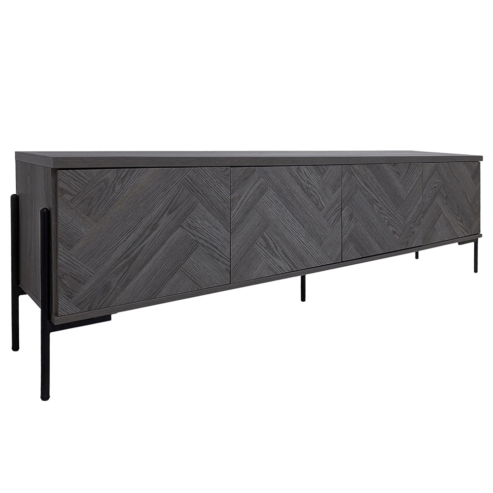 Kelmor Wooden TV Stand with 4 Doors in Grey Oak