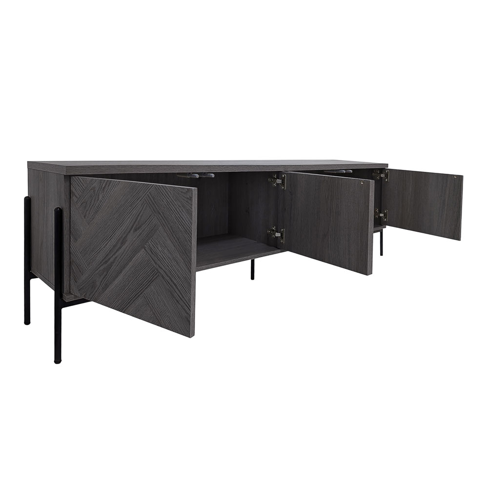 Kelmor Wooden TV Stand with 4 Doors in Grey Oak