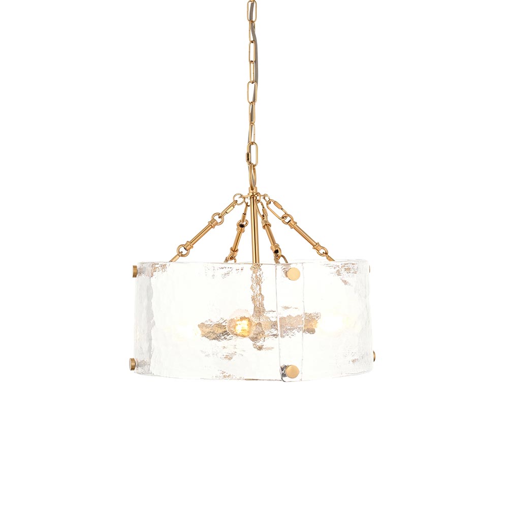 Kelowna 4 Light Handmade Glass Pendant Light In Brushed Aged Brass