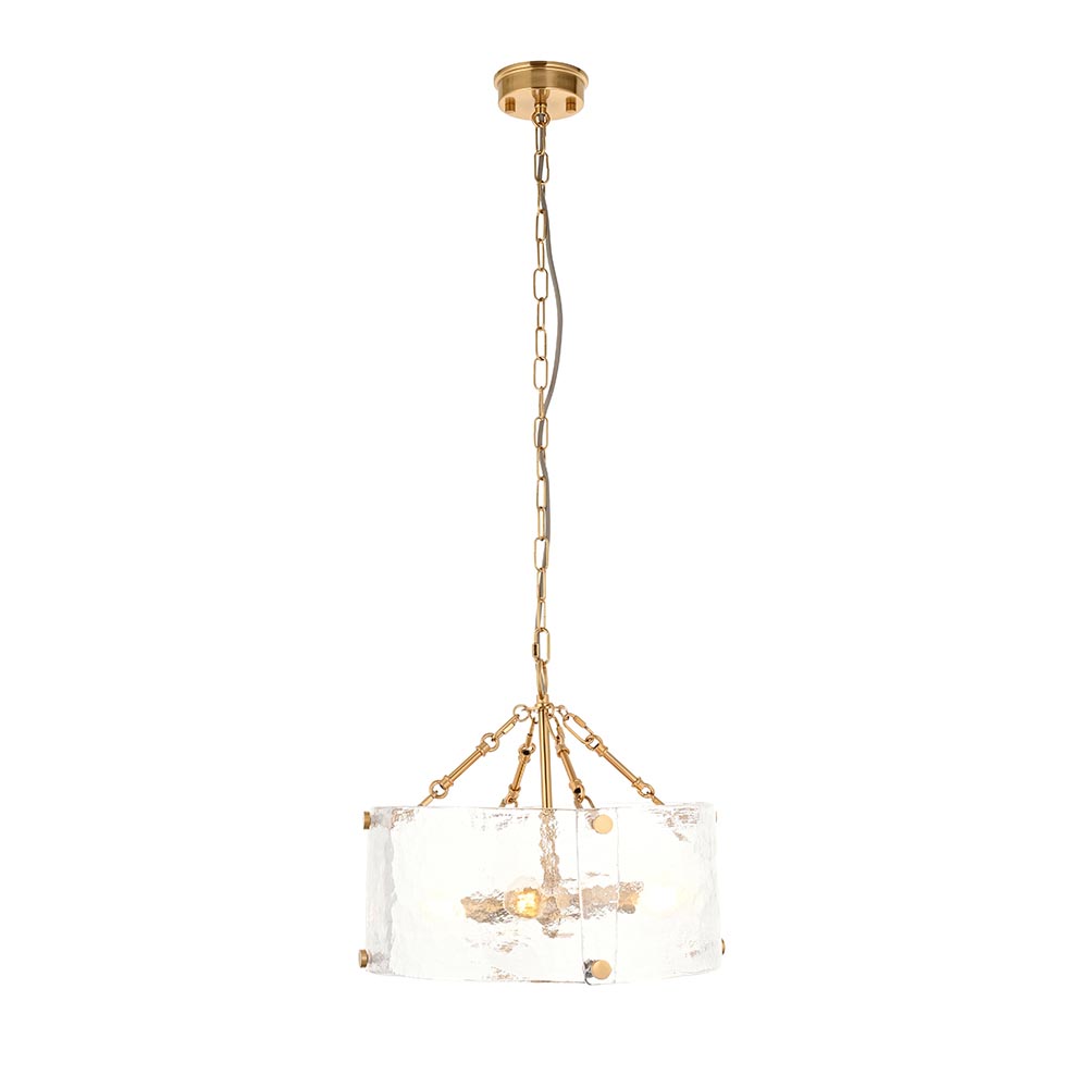Kelowna 4 Light Handmade Glass Pendant Light In Brushed Aged Brass