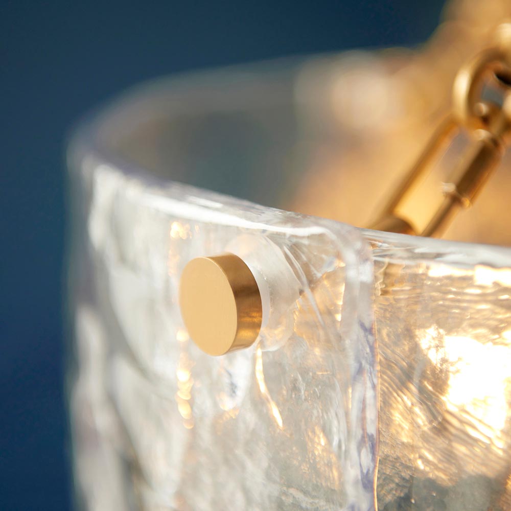 Kelowna 6 Light Handmade Glass Pendant Light In Brushed Aged Brass