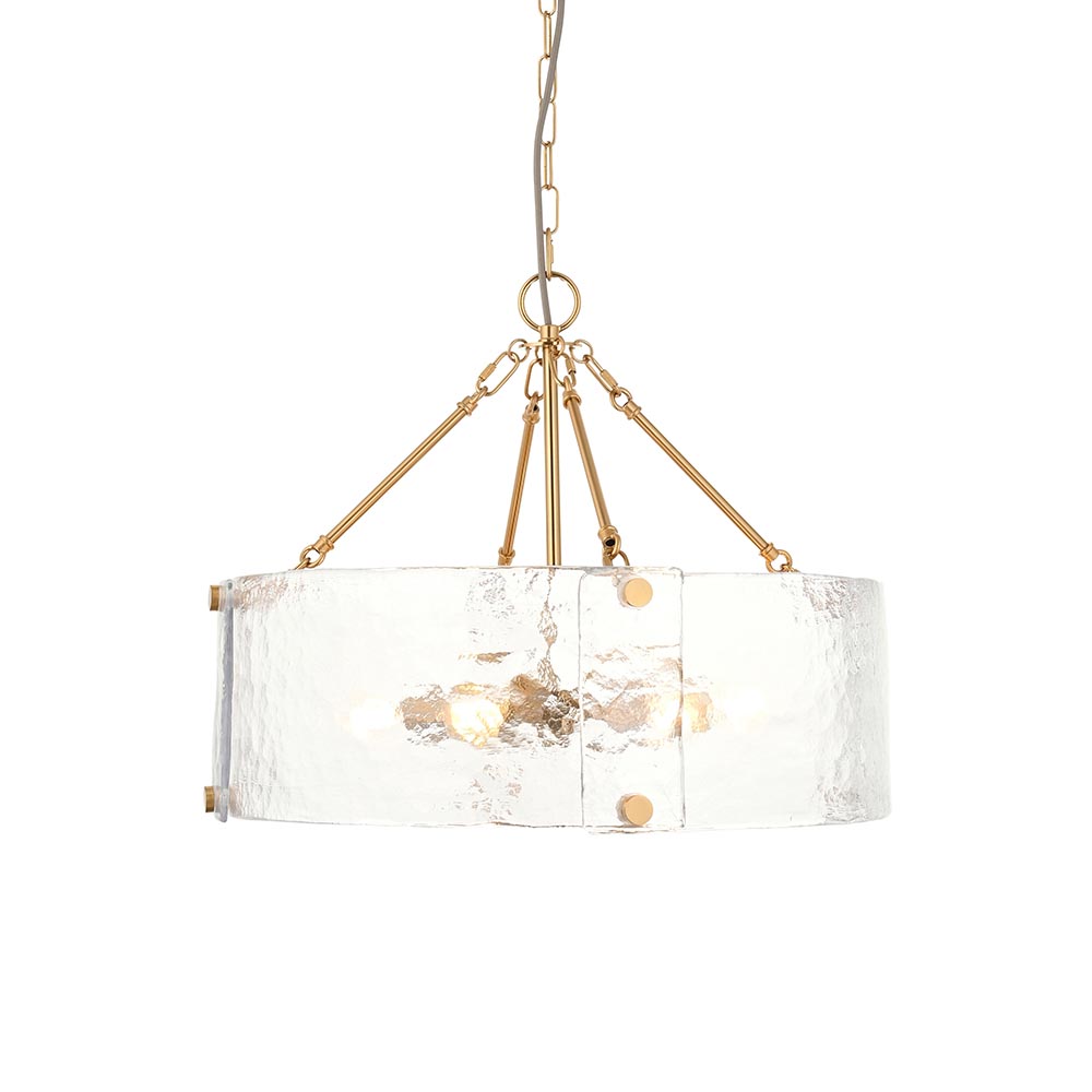 Kelowna 6 Light Handmade Glass Pendant Light In Brushed Aged Brass