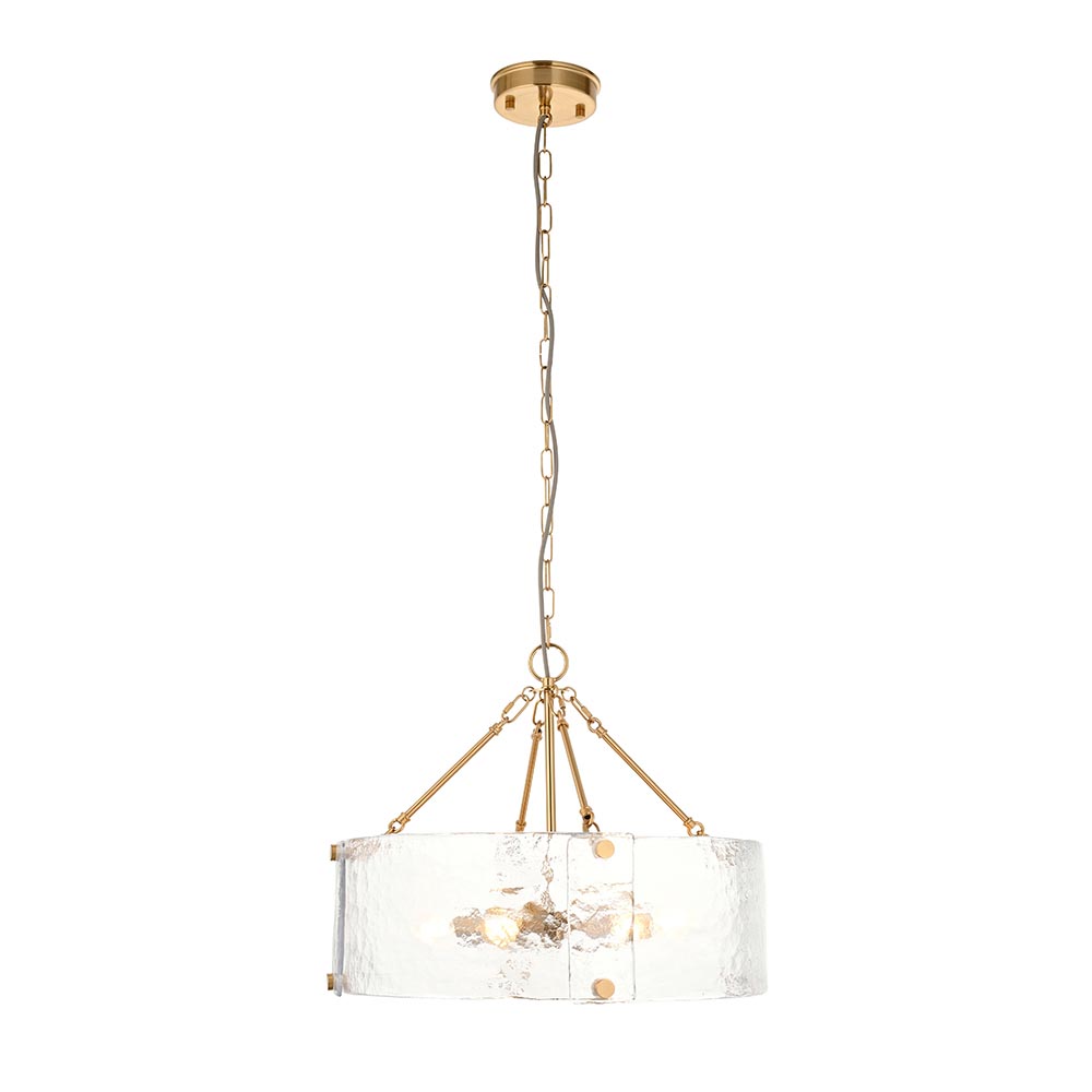 Kelowna 6 Light Handmade Glass Pendant Light In Brushed Aged Brass