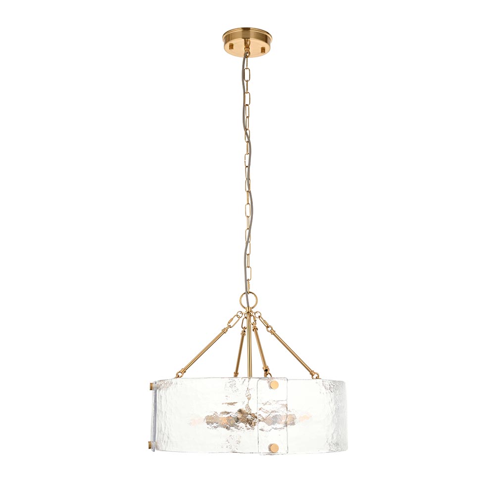 Kelowna 6 Light Handmade Glass Pendant Light In Brushed Aged Brass
