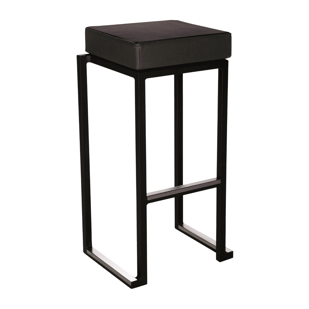 Kelowna Black Faux Leather Bar Stools With Steel Frame In Pair