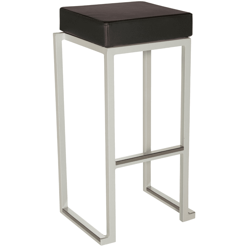Kelowna Black Faux Leather Bar Stools With White Steel Frame In Pair