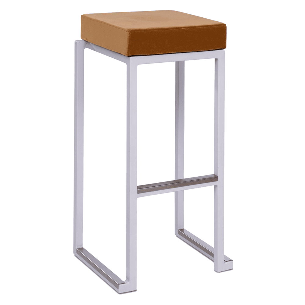 Kelowna Gold Velvet Bar Stools With White Steel Frame In Pair