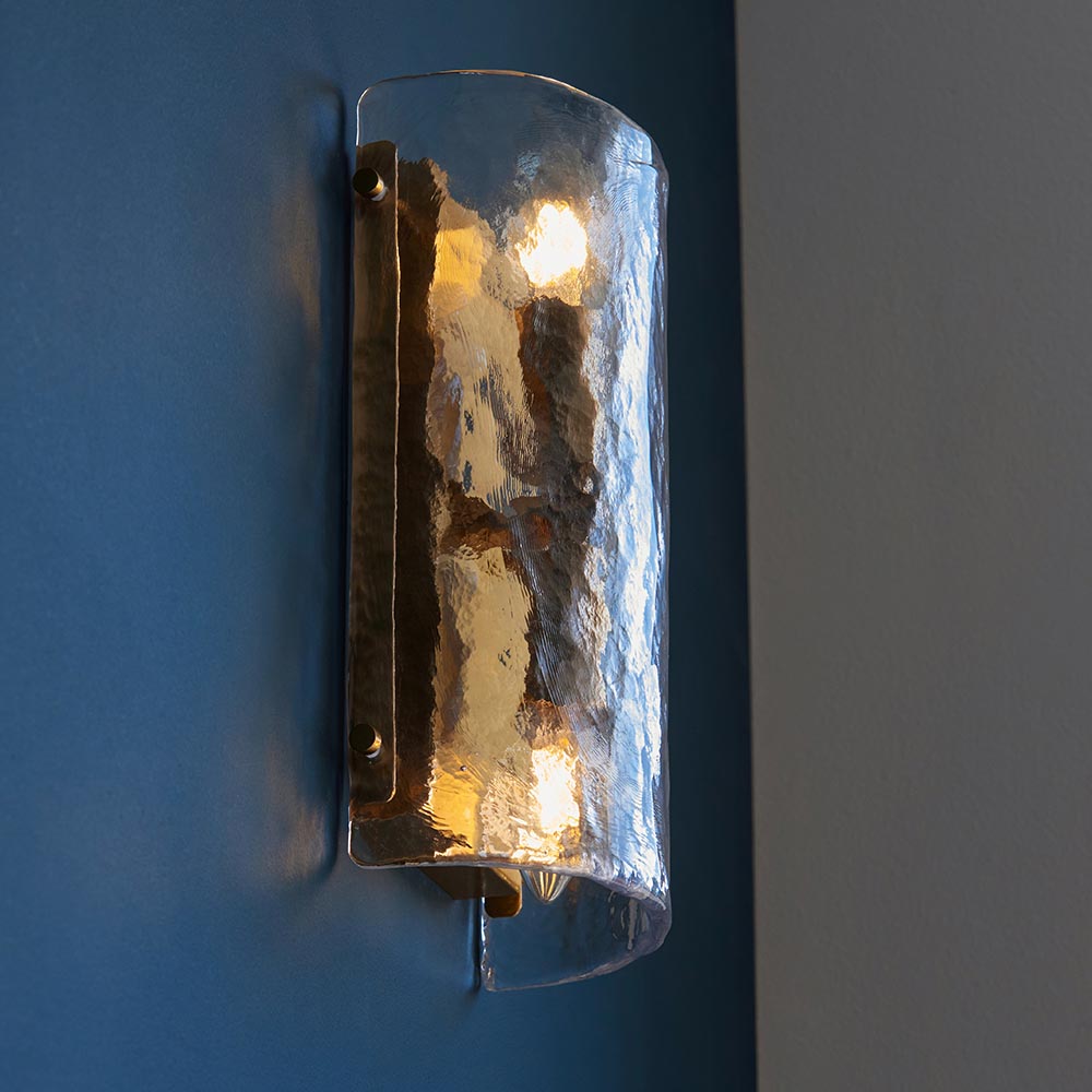 Kelowna Handmade Glass Wall Light In Brushed Aged Brass