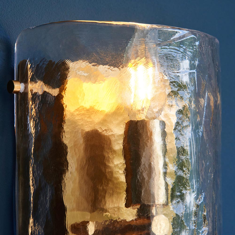 Kelowna Handmade Glass Wall Light In Brushed Aged Brass