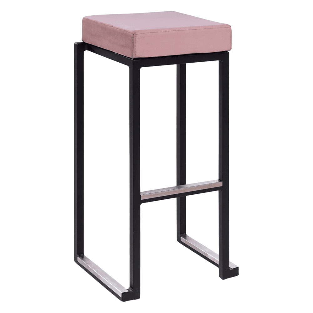 Kelowna Pink Velvet Bar Stools With Black Steel Frame In Pair