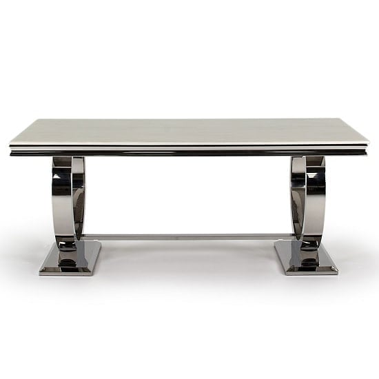 Read more about Kelsey large marble dining table with steel base in cream