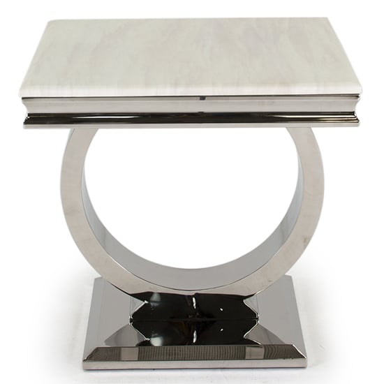 Kelsey Marble Lamp Table With Stainless Steel Base In Cream_2