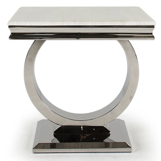 Kelsey Marble Lamp Table With Stainless Steel Base In Cream